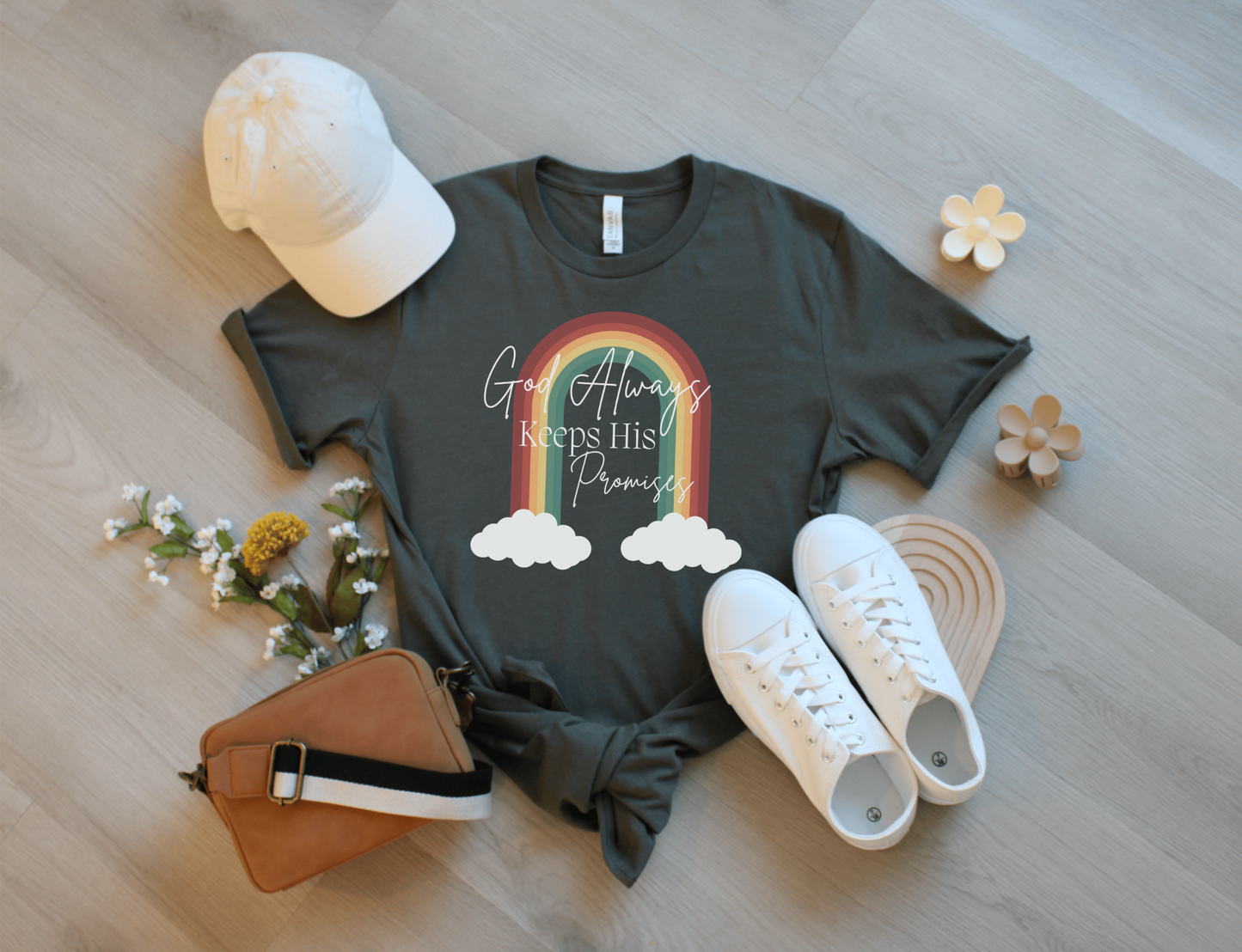 Rainbow God always keeps his promises graphic tee