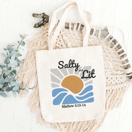 Salty and lit cotton canvas tote bag